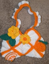 Bolsa quadrada feita à mão flor de laranjeira flor de crochê vovó comprar usado  Enviando para Brazil