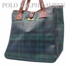 Bolsa tote Polo Ralph Lauren ombro verde xadrez tartan PVC couro A4 capaz comprar usado  Enviando para Brazil
