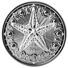Używany, Montserrat 2 $ 2024 EC8 Rozgwiazda 1 uncja Srebro Proof Like na kartonie na sprzedaż  Wysyłka do Poland