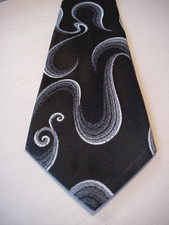 Usado, Vintage SWING TIE-Preto/Cinza/Branco REDEMOINHOS-República Dominicana-"ITALIANISSIMO" comprar usado  Enviando para Brazil