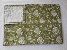 Colcha verde Kantha feita à mão vintage reversível colcha floral Kantha comprar usado  Enviando para Brazil