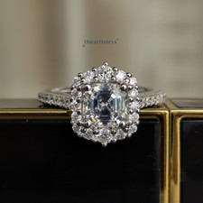 Moissanite halo engagement for sale  Jamaica