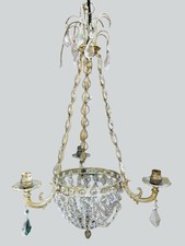 Candelabro de cristal em cascata império grande início do século XX - 70cm comprar usado  Enviando para Brazil
