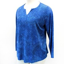 Túnica Susan Graver QVC Plus estampa animal azul líquida malha gola dividida 1X comprar usado  Enviando para Brazil