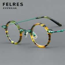 Armação de acetato redonda premium óculos masculinos femininos armação de óculos vintage elegante, usado comprar usado  Enviando para Brazil