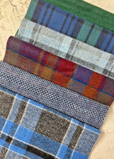 Paquete de tela de lana teñida a mano y molino estilo granja azul y verde vintage segunda mano  Embacar hacia Mexico