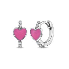 Brincos de coração esmaltado para crianças/crianças/meninas argola Huggie - Prata esterlina comprar usado  Enviando para Brazil
