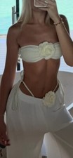 Używany, Strój kapielowy - bikini bandeau z detalem róży S na sprzedaż  PL