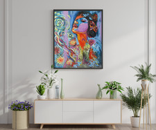 Używany, Ekspresyjny portret kobiety – oryginalny obraz olejny na płótnie 50x60 cm  na sprzedaż  PL