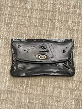 Bolsa envelope couro envernizado falso vinil brilhante embreagem preta patenteada, usado comprar usado  Enviando para Brazil