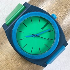 Relógio Nixon Time Teller masculino 12L mostrador verde borracha azul quartzo analógico 40mm 7 1/4" comprar usado  Enviando para Brazil