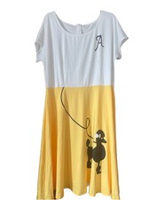 Fantasia retrô poodle meia hop estampada anos 50’s 60’s vestido swing amarelo branco tamanho 2XL comprar usado  Enviando para Brazil