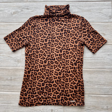 Blusa Michael Kors feminina marrom estampa de leopardo gola alta manga curta tamanho pequeno comprar usado  Enviando para Brazil