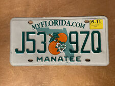 Placa de licença 2011 Flórida # J53 9ZQ Manatee County, usado comprar usado  Enviando para Brazil