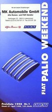 242127) Fiat Palio Weekend - Preisliste & Extras - Prospekt 04/1998 comprar usado  Enviando para Brazil