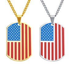 Colar corrente pingente masculino de aço inoxidável com estampa de bandeira americana EUA Dog Tag comprar usado  Enviando para Brazil