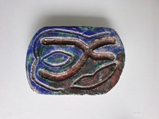 Ceramica Vintage In Grès Scolpito Rilievo Motivo Geometrico Firmato comprar usado  Enviando para Brazil