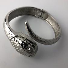 Vintage Prata Relógio Cobra Pulseira Time Studio Olhos de Strass, Precisa de Bateria comprar usado  Enviando para Brazil