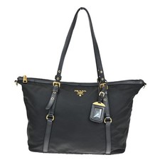 Bolsa de ombro PRADA logotipo Tessuto Saffiano couro náilon preta GHW 76YH434 comprar usado  Enviando para Brazil