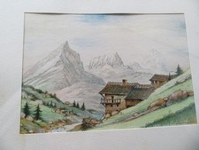 Aquarelle paysage montagne d'occasion Aquarelle paysage montagne d'occasion  Ussac