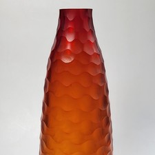 Vaso de vidro vintage Sunset Ombre vermelho laranja Murano Battuto arte bola facetada MCM, usado comprar usado  Enviando para Brazil