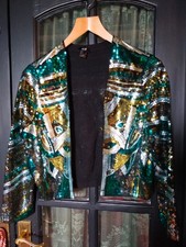 Green sequin shrug for sale  WALSALL