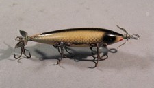 Isca de pesca vintage Heddon Dowagiac 150 minnow caixa plugue de madeira 5 ganchos comprar usado  Enviando para Brazil