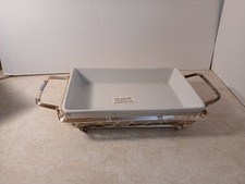 Forno à mesa 10" X 6.5" X 1.75" assadeira retangular com suporte banhado a prata comprar usado  Enviando para Brazil