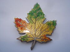 BROCHE VINTAGE C1950S FORMATO FOLHA DE BORDO PRATA E ESMALTE GUILHOCHÊ, usado comprar usado  Enviando para Brazil