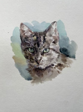 Original cat watercolor for sale  San Francisco