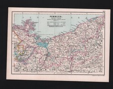 Mapa mapy 1905, Pomorze. Szczecin Stargard Stolp Cöslin, używany na sprzedaż  Wysyłka do Poland