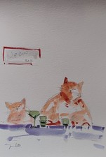 Usado, JOSE TRUJILLO Pintura em Aquarela Colecionável ORIGINAL Gatos Bebidas Bar comprar usado Usado, JOSE TRUJILLO Pintura em Aquarela Colecionável ORIGINAL Gatos Bebidas Bar comprar usado  Enviando para Brazil