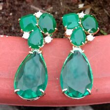 Brincos pendurados de cristal verde transparente Cz joias da moda comprar usado  Enviando para Brazil