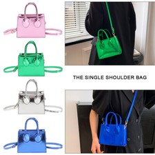 Usado, Bolsa de mão feminina pequena quadrada brilhante moda sólida bolsa tiracolo bolsas tote comprar usado  Enviando para Brazil