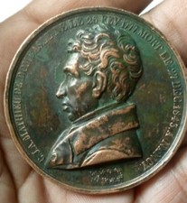 1856 FRANÇA VAUTHIER MEDALHA DE COBRE GALLE F A CJA MATHIEU DE DOMBASLE AGRÔNOMO comprar usado  Enviando para Brazil