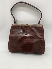 Bolsa satchel vintage década de 1950 com estrutura estruturada de lagarto genuína LEIA comprar usado  Enviando para Brazil