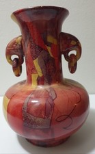 Urna ou vaso de cerâmica decorativo vintage com alças de elefante e anel - Flambe Ware?  comprar usado  Enviando para Brazil