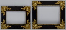 Około 1900 roku zestaw 2 starych ram drewnianych złote kolory z liściastym metalem do 34x28 cm na sprzedaż  PL