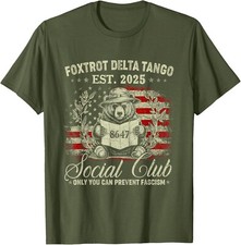 Usado, Camiseta unissex Foxtrot Delta Tango Social Club Only You Can Prevent Fascism comprar usado  Enviando para Brazil