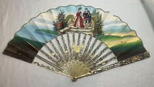 Usado, ventilador de bolso antigo francês do século XIX pintado à mão figurativo ouro esterlina comprar usado  Enviando para Brazil