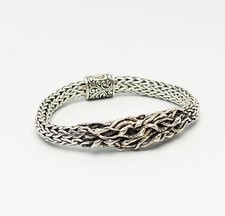 Pulseira vintage prata esterlina Bali raposa cauda corrente orgânica detalhe forma livre, usado comprar usado  Enviando para Brazil