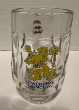 Caneca de cerveja Lowenbrau Munchen vidro covinhas pesadas 0,3 litros 5 1/2" de altura-excelente comprar usado  Enviando para Brazil