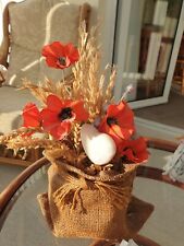 Flores de amapola artificiales/pampas naturales en bolsa de arpillera única. segunda mano  Embacar hacia Mexico