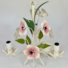 Candelabro de metal vintage francês 3 braços com lindas flores e folhas rosa comprar usado  Enviando para Brazil