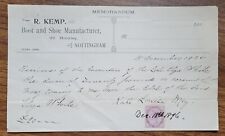 1896 R. Kemp fabricante de botas e sapatos, 33 recibo Hockley Nottingham, usado comprar usado  Enviando para Brazil