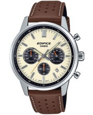 Relógio cronógrafo masculino Casio Edifice EFR-575L-7AEF - mostrador bege, couro marrom comprar usado  Enviando para Brazil