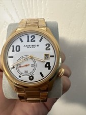 Novo Relógio Masculino Akribos XXIV AK830YG Janela de Data Tom Dourado Aço Inoxidável Elegante comprar usado  Enviando para Brazil
