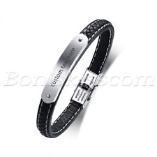 Bracelete masculino personalizado de couro briado aço inoxidável pulseira personalizada comprar usado  Enviando para Brazil