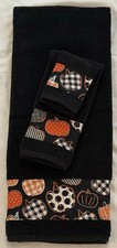 Conjunto de toalhas de banho decoração de banheiro abóbora Halloween bolinhas pretas Gingham 3 peças comprar usado  Enviando para Brazil