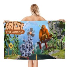 Usado, Toalha de praia para crianças Grizzy & the Lemmings meninos meninas presentes viagem secagem rápida comprar usado  Enviando para Brazil
